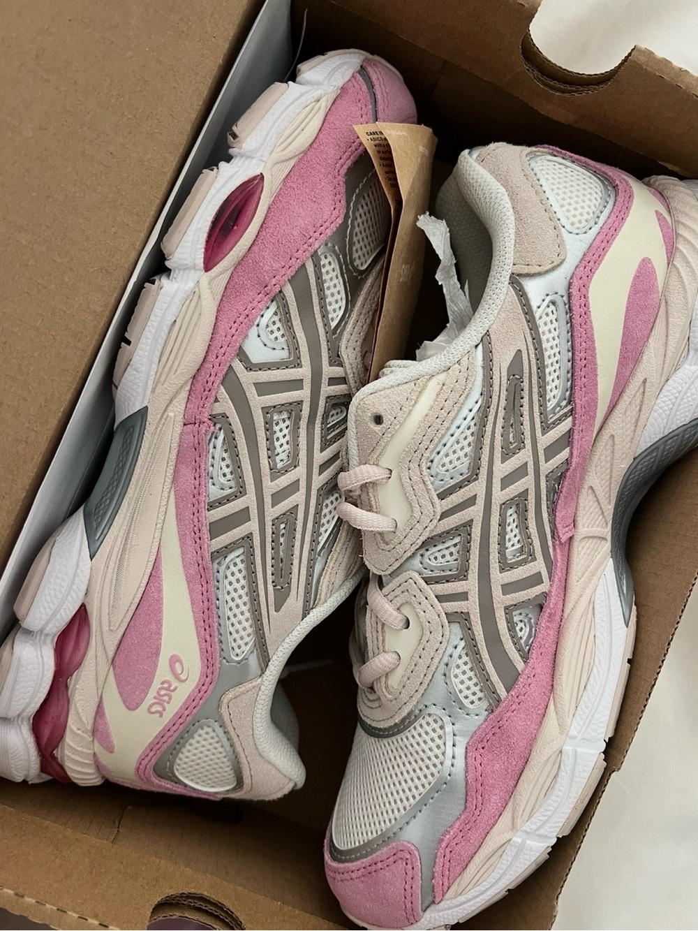 ASICS Women's Pink and White Sneakers - Picture 3 of 4